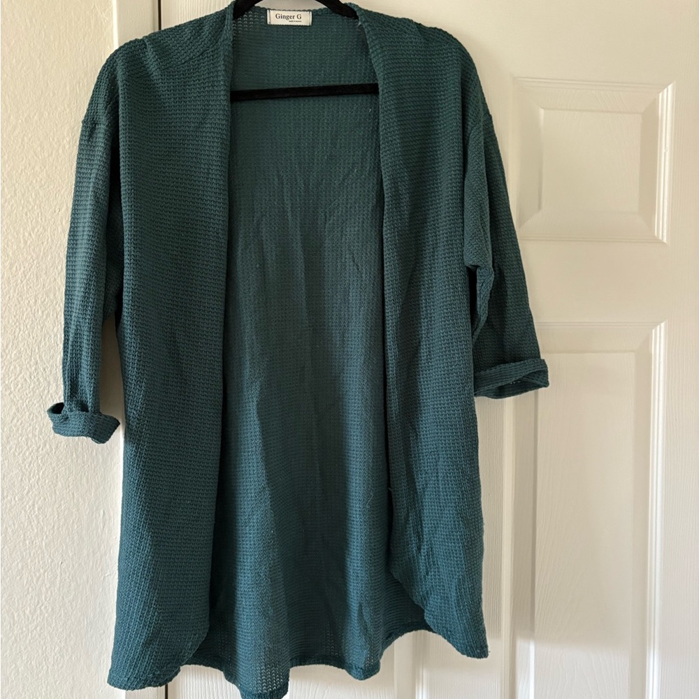Ginger G Teal Knit Cardigan